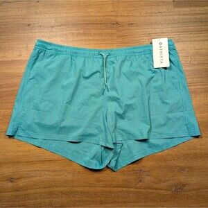 NWT Athleta Marin 2.5" Board Shorts Teal Pinstripe Women 2X Athletic Active